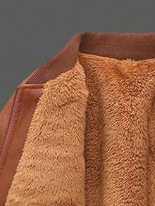 青少年男孩时尚棕色皮夹克 - 棕色 - 查看 6