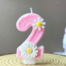 1 Nến số sinh nhật, Nến sinh nhật hình hoa màu hồng, Trang trí bánh nến đính sequin, Thích hợp cho các vật phẩm kỷ niệm - Nhiều màu - Xem 3