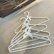 1/2/5/10pcs Pearl Beaded Bow Clothes Hanger, 40cm Plastic Clothes Rack, Pearl Dress Pants Coat Hangers For Adult Clothes,Princess Clothespins Wedding Dress Hanger - White 40cm - View 8