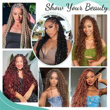 Blended Hair Is Made From Human Hair Mixed With Synthetic Fibers And Protein Filaments ,1/3pcs Blended Human Braiding Hair For Boho Braids Deep Wave Bulk , No Weft Natural Color 90g 20 Inch Curly Hair For Braiding Knotless - S30 - View 10