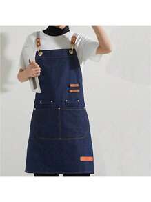 New Waterproof And Oil-Proof Apron, Fashionable Bib Apron For Cooking, Household, Kitchen, Cafe, Restaurant, Customizable Durable Canvas Apron