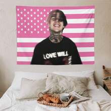 Lil Pink Peep America Flag Pink Wall Tapestry Blanket Funny Poster For College Dorm Decor Room Decoration Gift Merch - Baby Pink - View 8