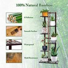 Plant Stand Indoor 6 Tier Bamboo Plant Shelf Corner Display Rack 46 Inch Tall Multiple Planter Pot Holder SpaceSaving Flower Stand For Living Room Balcony Garden PatioCQC - 濃縮咖啡 - 查看 4