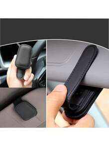 1 件皮革眼镜夹汽车遮阳板支架配件，汽车太阳镜夹，超细纤维太阳镜夹，多功能遮阳板夹，可夹卡片、票证、太阳镜 - 彩色 - 查看 4