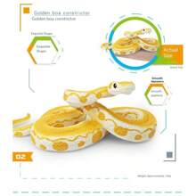 1pc Realistic Reptile Python Snake Model, Children's Educational Toy, Golden Python Anaconda Decor