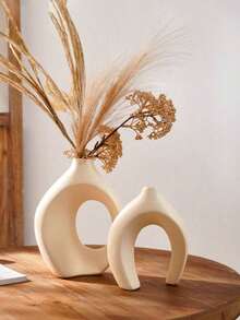 几何设计情侣组合花瓶装饰组合，舒适圆形波西米亚甜甜圈造型现代花瓶，北欧简约装饰花瓶，适合现代时尚家居桌面中心装饰、卧室装饰美学，现代花瓶，波西米亚花瓶，圆形花瓶，甜甜圈花瓶，中性花瓶家居装饰