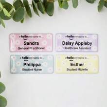 Spersonalizowana nazwa, tęczowe kropki "Witaj, mam na imię", identyfikator pielęgniarki, położnej w szpitalu, pielęgniarki, stażysty | Identyfikator pielęgniarki | Identyfikator pielęgniarki | Edukator | Pielęgniarka | Lekarz | Nauczyciel | Dentysta | Położna