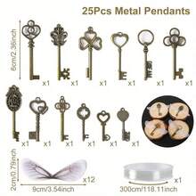 25/49/97 件金属吊坠复古万能钥匙飞行钥匙吊坠+蜻蜓翅膀+1 卷线、DIY 珠宝展示、婚礼派对用品、室内外装饰、生日派对装饰、魔术主题装饰、可爱礼物、节日小礼物、树饰、家居装饰、房间装饰、节日装饰、餐桌装饰、派对礼品、万圣节装饰、圣诞节装饰