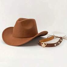 Classic Womens Western Cowboy Cowgirl Hats With Wide Belt - màu đen - Xem 6