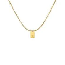 18k Gold Plated Stainless Steel Letter Pendant Necklace With Beaded Chain, Suitable For Daily Wear - Gold Type 5 - View 7