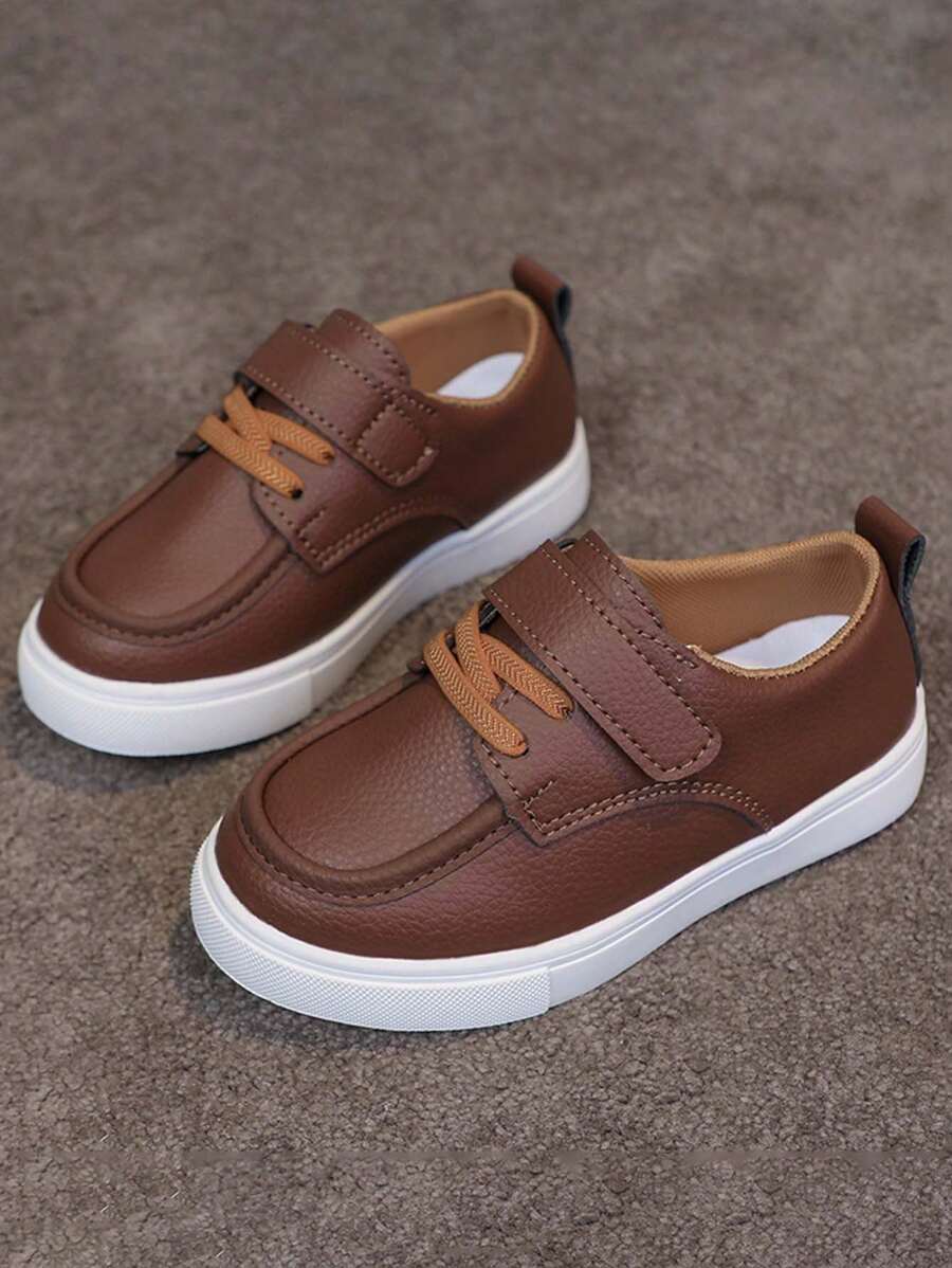 1 Pair Unisex Children Canvas Sneakers, Student Casual Shoes, Holiday Outdoor Sports Shoes, Non-Slip Wear-Resistant Running Shoes, PU Leather Comfortable Campus Shoes, Spring/Autumn