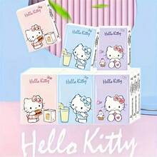 Sanrio 9pcs Sanrio HelloKitty 9-Pack Co Branded Handkerchief Paper, KT Cat Printed Chiffon Paper, Portable Face Towel Paper, Perfect For Work, Spring/Summer Travel Vacation Sanrio For Hello Kitty Tissue - Cute Cartoon Printed Thick Tissue, Suitable For Students, Work, Travel, Spring/Summer Use, Accessories For Hello Kitty