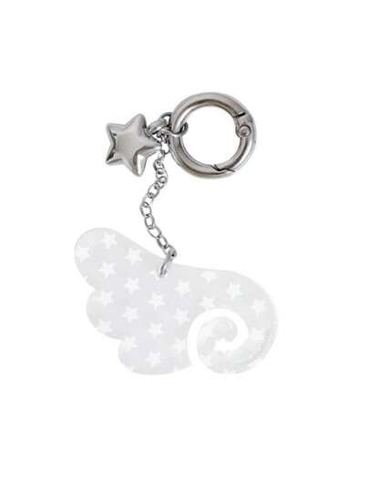 1 件复古 Y2K 天使翅膀和星星钥匙扣吊坠可爱时尚配饰适用于包包背包装饰钥匙扣适用于包包汽车配件女士