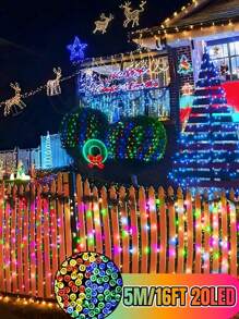 1 个户外太阳能 LED 灯串，IP65 防水，8 种照明模式，童话仙女装饰灯，适用于花园、庭院、露台、派对、圣诞树、婚礼、节日装饰、圣诞节、万圣节、情人节、新年氛围装饰灯，200/100/50/20 LED（暖白/白/彩/紫）