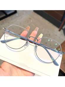 1副女士高档学生圆脸展示镜平面无度数眼镜素框，适用于电脑、阅读、游戏、电视和手机 - 彩色 - 查看 21