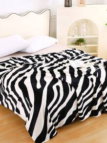 1 pătură, model cu imprimeu zebră, pătură caldă, groasă, moale și confortabilă pentru decorul casei, potrivită pentru pat, canapea, birou, cameră, cămin, lavabilă la mașină