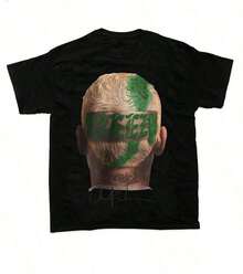 Vintage Rap Rapper 90s Tee Hip Hop Chris Signature .Brown/. T-Shirt Vintage Chris Concert Fan Shirt #   High Street Fashion T-Shirts Graphic Tees Graphic Tees Men100% Cotton T-Shirt With Printed Graphic - 黑色 - 查看 1