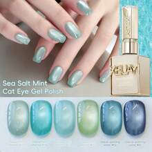 XEIJAYI 2025猫眼指甲油15ml全息猫眼磁性指甲凝胶，UV LED可卸美甲沙龙工具，时尚美甲凝胶 - 淺藍色 - 查看 6