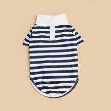条纹卫衣宠物服装，带皮带扣设计套头衫，适合泰迪、博美犬、马耳他犬、约克夏犬、无毛猫和其他中小型犬和猫，适合日常穿着