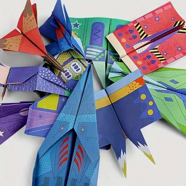 16pcs Paper Airplane Design/32pcs Folding Paper With Pre-Creased Lines, Creative DIY Craft, Origami Paper Airplanes For Crafters, Suitable As Party Favors, Gifts For Youth And Adults, And Educational Activities
