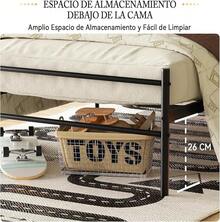 FurnitureR Cama Twin Armazón de Cama de Metal de fácil Montaje con cabecera y pie de Cama, sin Funda de colchón, Listones Resistentes Mejorados Negro - Cama individual negra (190 x 98 cm) - Ver 4