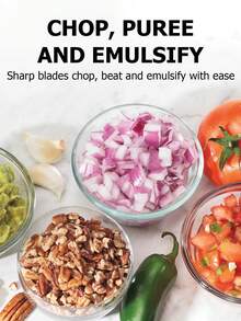 PANCERKA 电动蔬菜切碎机，电动食物切碎机，厨房搅拌机，1.5 杯搅拌研磨机，用于切丁、切碎和制成泥状，BRL-7006，黑色 - 查看 10