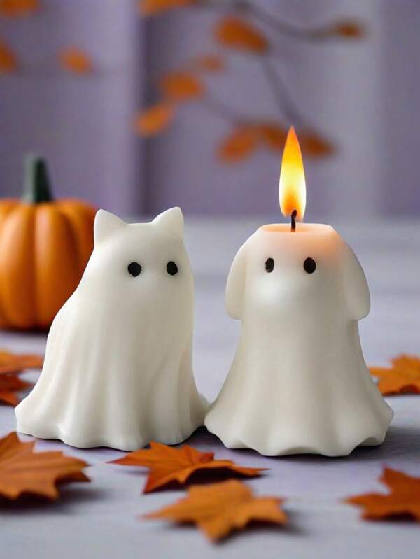 Molde de silicona DIY para velas de gato y perro fantasma de Halloween - Artesanía única y espeluznante - Decoraciones lindas, suministros esenciales de artesanía de Halloween
