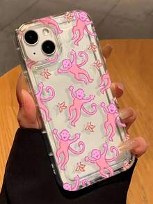 1 件充气跳舞猴子图案全覆盖 TPU 防震手机壳，兼容 16、15、14、13、12、11 Pro Max 及系列