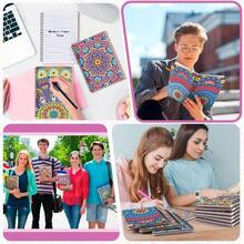 6 Pack 5d DIY Diamond Art Kits For Adults Beginner A5 Leather Mandala Diamond Painting Spiral Notebook Gift Mandala Art Cover Notepad Sketchbook Journal Crafts Acssories With Tool - Multicolor - View 5