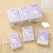 Sanrio 9pcs Sanrio HelloKitty 9-Pack Co Branded Handkerchief Paper, KT Cat Printed Chiffon Paper, Portable Face Towel Paper, Perfect For Work, Spring/Summer Travel Vacation Sanrio For Hello Kitty Tissue - Cute Cartoon Printed Thick Tissue, Suitable For Students, Work, Travel, Spring/Summer Use, Accessories For Hello Kitty