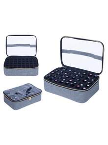 UOZL 30/40 Bottle Nail Polish Storage Organizer, A Multi-Colored, Portable, Handheld, Large-Capacity Nail Polish Storage Box With Removable Dividers. It Can Hold Up To 30-40 Bottles (15ml) Of Nail Polish Gel. Perfect For Nail Art Enthusiasts And Manicurists. Make Up Bag - Multicolor - View 14