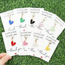 1pc/9pcs Ladies' Gold Alloy Heart-Shaped Keychain With Thank-You Card - Colorful Heart-Shaped Pendant, Ideal Gift For Teachers, Mothers, Girlfriends, Best Friends, Birthdays, Christmas, Thanksgiving, And Thank-You Gifts - Multicolor - View 1
