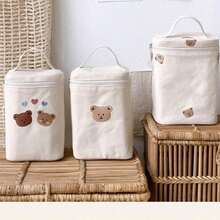 1 Túi đựng đồ cho xe đẩy em bé hình gấu bông cách nhiệt | Túi đựng thức ăn và bình sữa đa năng | Túi đựng tã bỉm dã ngoại có ngăn đựng bình sữa/khăn ướt/núm vú giả - Nhiều màu - Xem 7