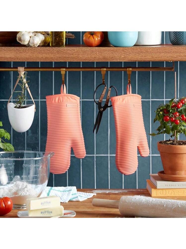 KitchenAid Ribbed Soft Silicone Oven Mitt 2-Pack Set, 7.5