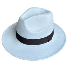 Classic Felt Fedora Hat With Medium Straight And Stiff Brim - 淺藍色 - View 2