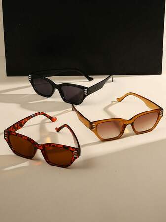 3 件装猫眼镜框组合眼镜 - 塑料镜框 PC 镜片，时尚配饰/轻质眼镜/高品质镜片，时尚日常休闲佩戴，节日理想礼物