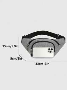 Men's Oxford Fabric Multi-Pocket Waist Bag, Casual Chest Pack For Sports & Business, Plain Color Belt Pouch For Everyday Use