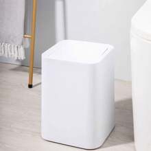 1pc Household Bathroom Wastebasket With Lid, Nordic Style Sorting Trash Bin For Office, Bedroom, Kitchen, Bathroom And Living Room Large,Kitchen,Bathroom,Multi-Colored Trash Can,Garbage Bin, Household With Lid, Simple Square Living Room, Kitchen, Bathroom, Toilet, Style, High Aesthetic Value, Light Luxury Paper Basket