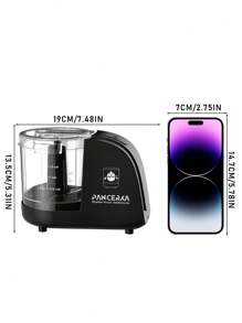 PANCERKA 电动蔬菜切碎机，电动食物切碎机，厨房搅拌机，1.5 杯搅拌研磨机，用于切丁、切碎和制成泥状，BRL-7006，黑色 - 查看 12