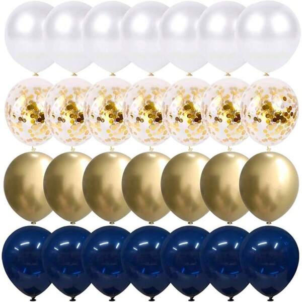 Pearl White And Gold Metallic Chrome Birthday Balloons For Celebration Graduation