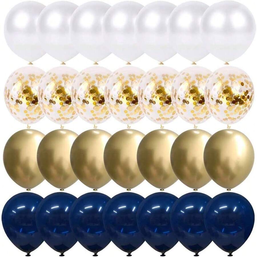 Pearl White And Gold Metallic Chrome Birthday Balloons For Celebration Graduation