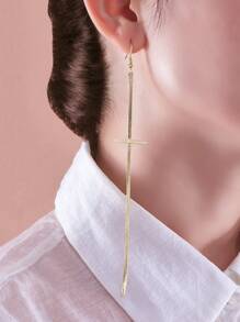 1 Pair Minimalist Personalized Tassel Cross Earrings