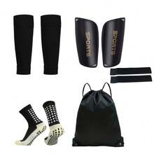 5 件套足球防护套装 - 含防滑袜套、护腿板、足球袋和护腿袜、可调节腿杆 - 彩色 - 查看 1