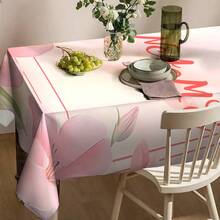 1 块定制矩形花卉桌布，添加您自己的文字，个性化桌布，防油且可擦拭，快速提升客厅氛围，营造舒适的家居氛围，适合婚礼、派对、餐厅、户外、野餐、所有季节和节假日