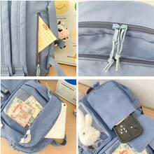 1 件韩国 Ins 多层背包带腰包休闲大容量背包学生背包游学背包 - 彩色 - 查看 4