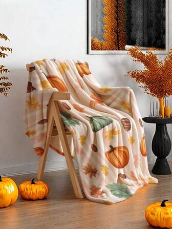 1 pieza Manta de franela para las 4 estaciones, ropa de cama, manta suave y gruesa con estampado de calabaza, ideal para sofá, siesta en la oficina, decoración de habitación, viaje y camping, adecuada para sala de estar, dormitorio, vuelta al colegio, regalo festivo, decoración de Halloween