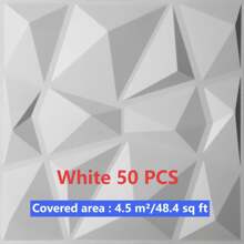 NKEN Panouri de perete 3D Art în design de diamant. 29,4 x 29,4 cm, alb mat/negru. Material, inodor, ușor, ușor de instalat, rezistent la foc, impermeabil și la umezeală, potrivit pentru decorarea pereților în case, camere, băi, dormitoare și camere de zi.