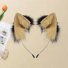Halloween Fox Ears Headband Plush Animal Ears Hair Hoop Party Headpiece Costume for Men Women - Mostaza Amarilla - Ver 1