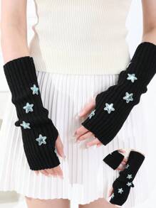 10 件星形露指手套，Y2K 风格臂套，针织亚文化设计，适合秋冬