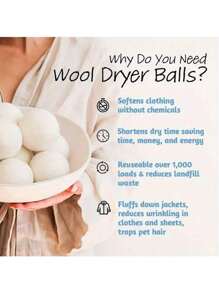 Pacote com 6 bolas para secadora de tambor - Bolas de lã orgânica reutilizáveis feitas à mão para lavar roupas, adequadas para máquinas de lavar, reduzindo o tempo de secagem e os vincos, com amaciante de roupas com fragrância natural para roupas, utensílios para lavanderia, secadora de roupas, acessórios para banheiro, itens essenciais para a casa, materiais de volta às aulas, presentes de Natal